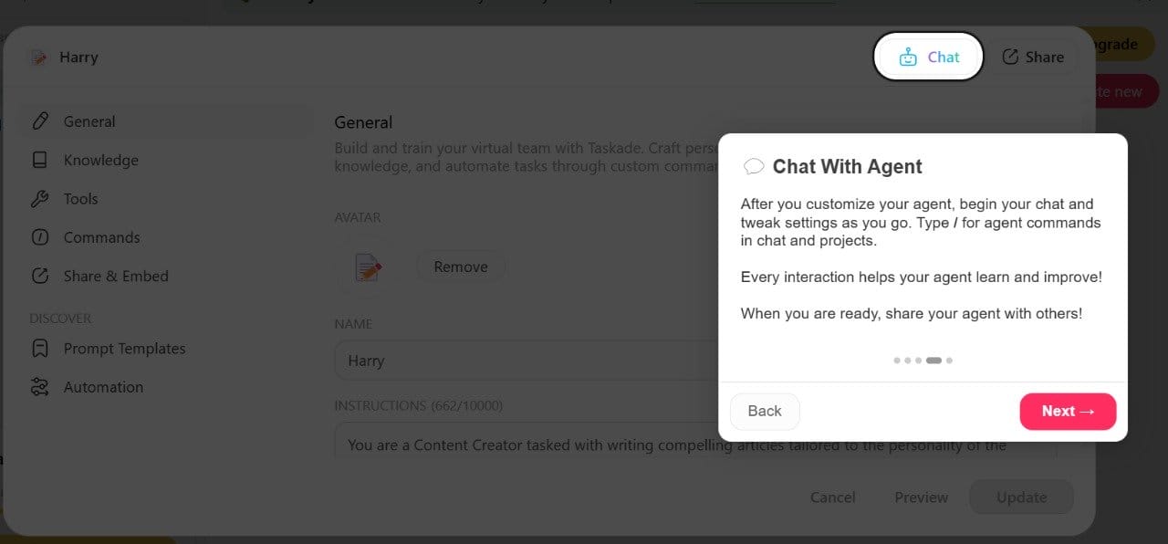 Chat with agent